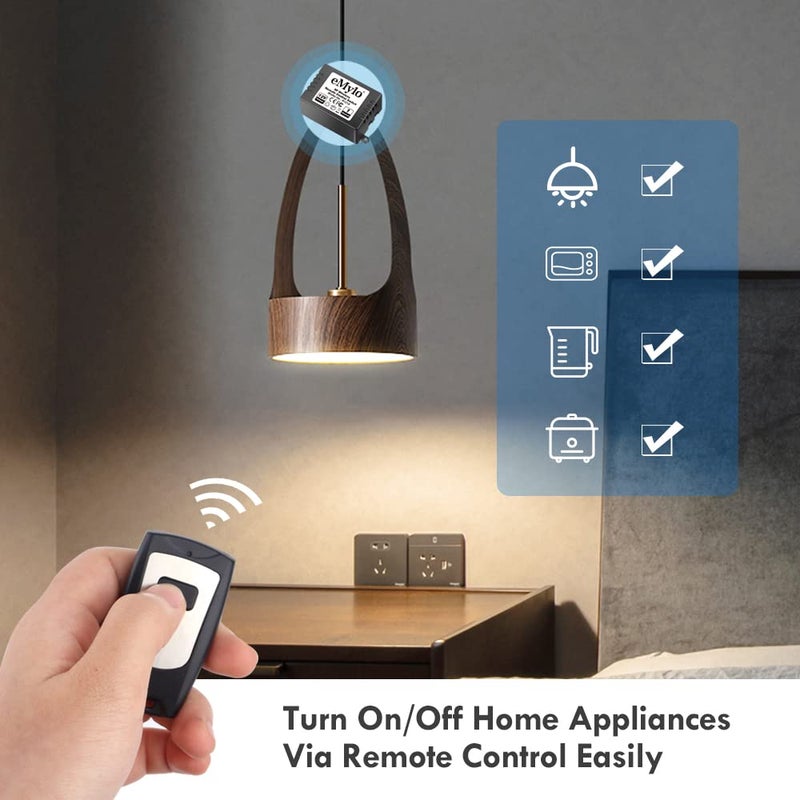 eMylo Wireless Remote Switch RF DC 12V 1 Channel One Relay Light Switch Transmitter 433Mhz Remote Control Switch for Light, Lamp, Door Garage, Industrial Control and Security Fields - Image 3